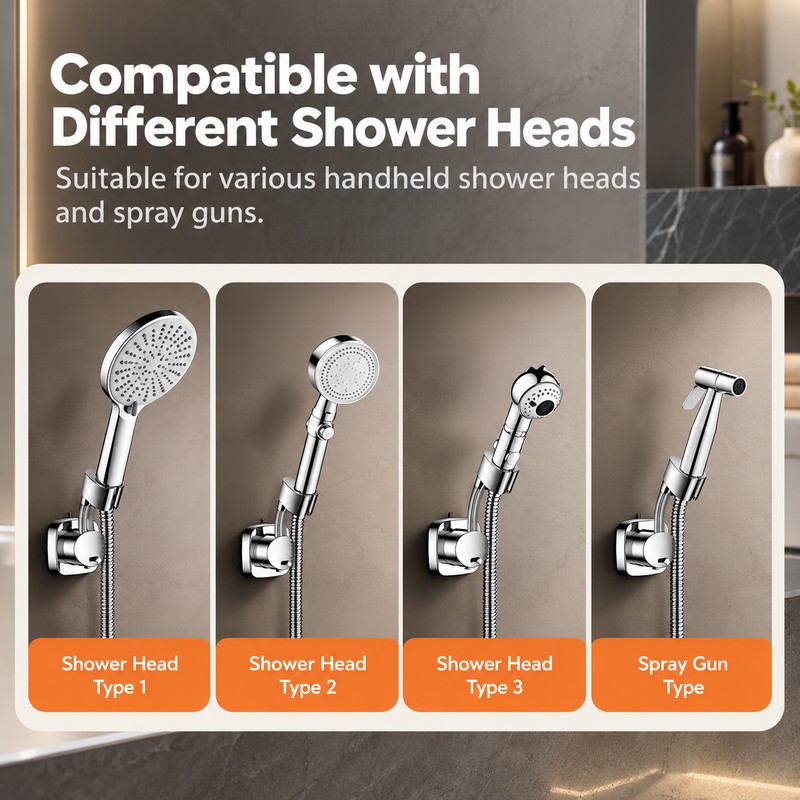 360° Adjustable Handheld Shower Head Holder for Bathroom – No-Drill