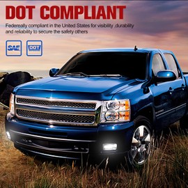 FIERYRED LED Fog Lights Compatible with Chevy Silverado Tahoe Avalanche Yukon with Harness Adapters, Pack of 2