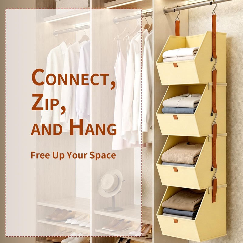 Hanging Closet Organizer 4 Tier, 4 Pack
