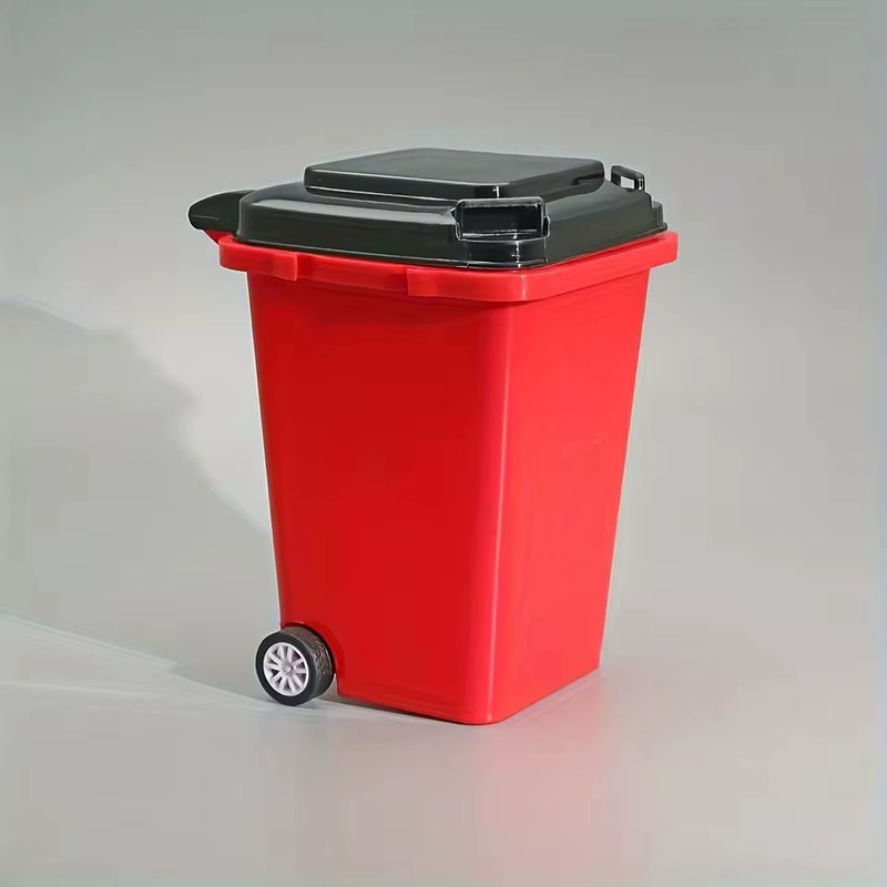 4-Pack Mini Wheelie Trash Bin Pen Holders for Office Desk
