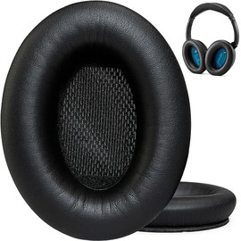 Premium Replacement QC15 Ear Pads / QC2 Ear Pads Cushions Compatible with Bose QuietComfort 15 (QC15) / Bose QuietComfort 2 (QC2) Headphones (Black). Great Cushion Comfort and Durability