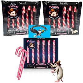 Possum Flavored Candy Canes 18 Count - Christmas Holiday Stocking Stuffers - Fun Novelty Gag Joke Gift