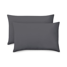 Cushion Cover 40 x 70 cm, Grey, Set of 2 Pillowcases, Premium Mako Cotton, Pillow Cover for 70 x 40 cm Pillow, Pillowcase for Side Sleeper Pillow/Neck Pillow, Oeko-Tex Certified
