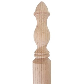 Highland Manor Wood Products Round Traditional Corner Guard One End Turned - 36" Tall x 1 3/8" Wide 90 Degree Notch Unfinished Oak Wood Corner Protectors for Walls (1 Guard)