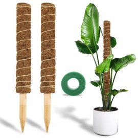 Homeaning 2 Packs 26.7 Inches Moss Pole Coir Poles Sphagnum Moss Pole Moss Sticks for Indoor Plants Climb, Plants Monstera, Plant Support Extension, Climbing Indoor Plants, Creepers