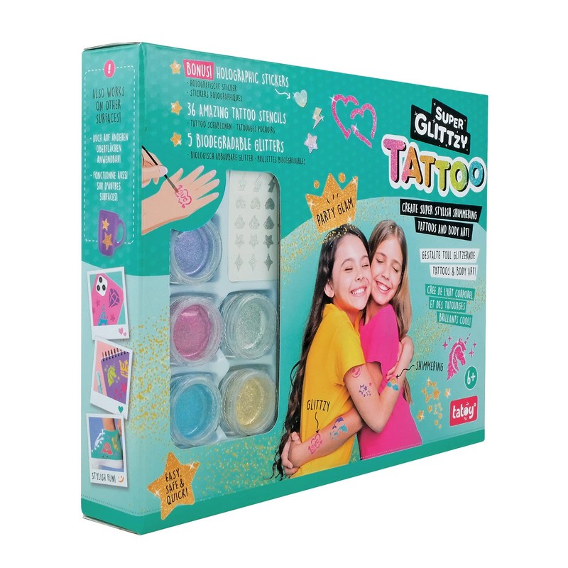 TATOY Super Glittzy Party Glam Tattoo Set - Skin-Friendly Temporary