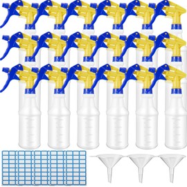 Eccliy 20 Pack 16 Oz Empty Spray Bottles for Cleaning, Leak Proof Spray Bottles with Measurements and Adjustable Nozzle for Cleaning Commercial Supplies(Cylinder,Blue Yellow)