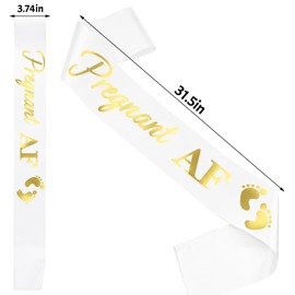 GDTO8820 Pregnant AF Sash,white sash, Baby Shower Mom Sash for Mommy to Be, Gender Reveal Pregnancy Announcement Decorations, Boy or Girl Gender Reveal Supplies, Future Mummy Gift, WHITE