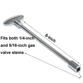 Stanbroil Universal 8-Inch Gas Valve Fireplace Key, Fits 1/4" and 5/16" Turn Ball Valve, Polished Chrome