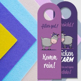 Caution Zickenalarm Door Hanger with Cute Goats Original Door Sign for Your Daughter's Nursery or Your Best Friend's Door Handle