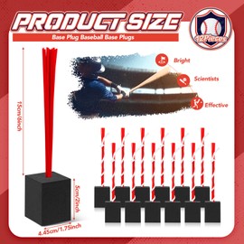 Shappy 12 Pieces Base Plug Baseball Base Plugs Anchor with Wooden Handle Garden Shovel Baseball Field Maintenance Equipment for Baseball Field Drill Softball Bases Accessories (Red)
