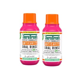 TheraBreath Anticavity Fluoride Mouthwash, Sparkle Mint, Travel Size, 3 fl oz