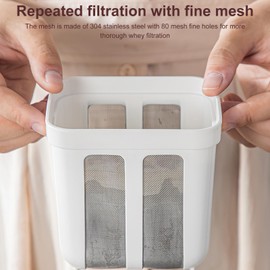 Yoghurt Maker, 1100 ml Capacity Bowl Greek Yoghurt Strainer, Fine Filter Strainer with Lid, Leak-Proof and Reusable, Yoghurt Maker for Making Thick Greek Yoghurt Soybean Milk