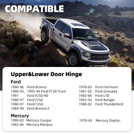 E8TZ1522810A E9TZ1522800A Front Left & Right Door Hinge Upper Lower Set for 1980-1996 Ford Bronco F150 F250 F350 Ranger Fairmont LTD Thunderbird Marquis Cougar/Lincoln Zephyr Replace# 925066, 925068