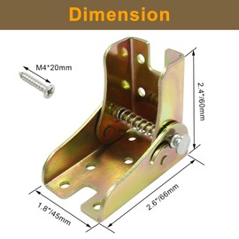 Suiwotin 4pcs Folding Hinge Bracket, Self Locking Hinges 90 Degree Foldable Table Bracket, Heavy Duty Leg Fittings Angle Braces for Folding Table, Workbench, Bed Legs (Zinc Plated Gold)
