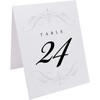 Classic Flourish Wedding Table Numbers, Silver, 1-80, Double Sided, Tent