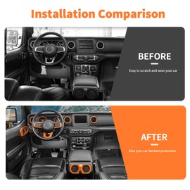 SQQP 21PCS Full Set Interior Trim Kit for 2018-2023 Jeep Wrangler JL JLU,Side Outlet Door Handle Bowl Roof Reading Light Cover Trim (Orange)