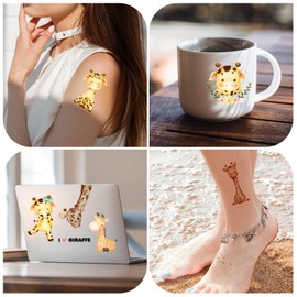 Giraffe Temporary Tattoos, Birthday Party Supplies Favors Decorations, Wild Jungle Animal Super Cute Fake Tattoos Stickers for Kids Boys Girls School Classroom Rewards
