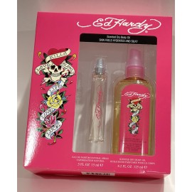Ed hardy Womens 2pc Gift With 15ml Edp Spray+ 4.2oz Scented Oil New In Box