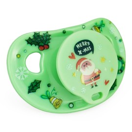WhisperWilds Adult Sized Pacifier Green Santa Pattern Printed with Case