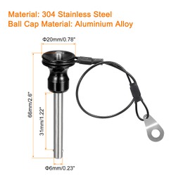 sourcing map Ball Locking Pins with Button Handle, 304 Stainless Steel Push-Button Quick Release Pin with 21cm Wire (6mm-36mm)