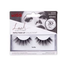 KISS Lash Couture Triple Push Up Collection 1 Pair of False Eyelashes Teddy Fake Lashes with 3D Volume Cruelty Free Reusable Eyelash Glue Included
