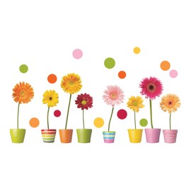 Home Decor Line CR-64003 Gerberas Flowers Window Decals, Multi-Color