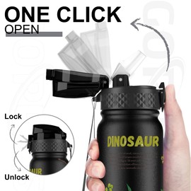 GOPPUS 600ml/20oz Stainless Steel Water Bottle with Straw Insulated Sports Bottle Cold Flask with Straw Double Walled Flip up Metal Water Bottles Leakproof Water Bottle for Gym Sports