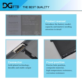 DGFTB TN70C Laptop Battery for Dell for Inspiron 3510 3511 3515 5310 5418 5410 5510 5515 5518 Latitude 3320 3520 3420 Vostro 3510 3515 3511 5410 5510 Series V6W33 G91J0 15.2V 64Wh/4000mAh/4-Cell