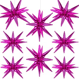 Wrbin Hot Pink Star Balloons, 27/22 inch One-Piece Explosion Balloons Aluminum Foil Balloons for Birthday, Baby Shower, Wedding, Backdrop, Anniversary, Graduation Party Decorations (Hot Pink)
