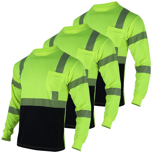 VENDACE 3pcs Safety T Shirts Reflective High Visibility Hi Vis