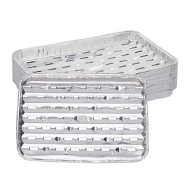 Relaxdays Aluminium Grill Tray, Set of 25, W x D: 34 x 22 cm, Aluminium Bowl with Holes, up to 260 °C, Grill and Oven, Silver