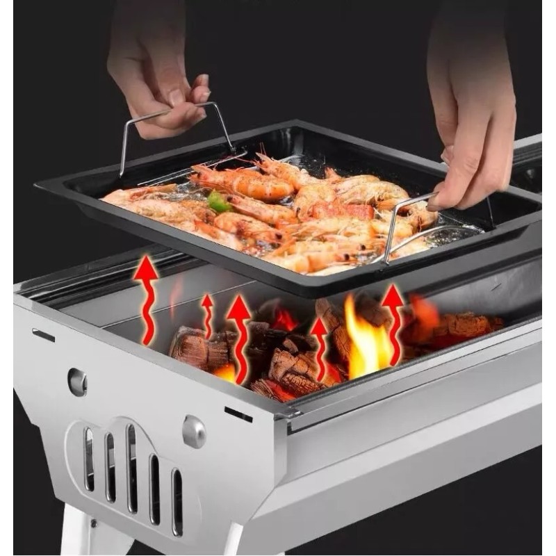 cestbella Asador De Carbón Acero Inoxidable De Almacenamiento Plegable