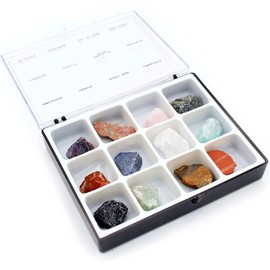 Pierretoiles - Box mit Mineralien zum Sammeln oder für Heilstein für Anfänger; 12 Natursteine Rohsammlung: zufällige Zuordnung; Größe: ca. 2 cm