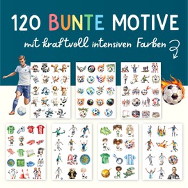 Famifidus 120 Skin-friendly Children's Tattoos, Dermatologically Very Good, Children's Tattoos, Made in Germany, Tattoo Children, Our Tattoos for Children (Football)
