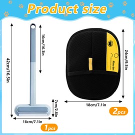 Mizijia Pack of 2 Fur Magnet + 3-in-1 Pet Hair Remover, Fur Magnet Gloves, Cat / Dog Gloves, Yomi Fur Magnet Static Removal Gloves for Pet Hair, (2 Hooks)