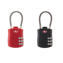 TSA Approved Cable Luggage Locks for Laptop Backpack, Re-settable Combination, Black/Red