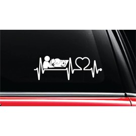 Veterinary Physician Heartbeat Lifeline Vinyl Die-Cut Decal Sticker for Car, Truck, Notebook, Laptop, Computer or Window (8", White)