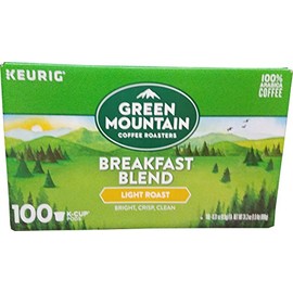 Breakfast Blend light roast K-cups Coffee Green Mountain(100 x 0.31 Oz), 31.3 Ounce, 100 count