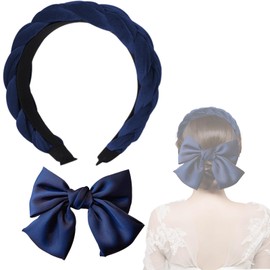 FOSDICK Braided Headband Velvet Hair Bands for Women, Navy Headband, Hair Hoop, Twist Head Band, Headbands for Women, Vintage Hair Band Women's Fashion Headbands, Hair Accessories for Girl Women