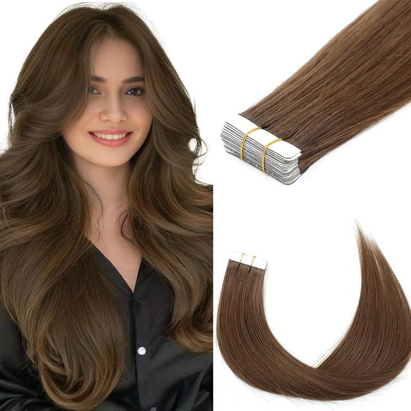 26 Inch 4# Dark Brown Tape in Hair Extensions Human