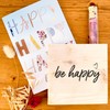 Anleitung zum Glücklichsein - be happy Holzbild 11x11x2cm zum Hinstellen