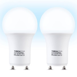 TORCHSTAR Dimmable GU24 Base LED Light Bulb, 800lm A19 Shape for Ceiling Fans, Twist Lock GU24 Base Bulb for CFL Replacement, UL & ES Listed, 5000K Daylight, Pack of 2