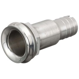 Seachoice Mega-Flow Dripless Thru Hull Fitting, 316 Stainless Steel, Fits 1-1/2 in. Hose, 1-1/2 in. Max. Hull