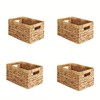 Set of 4 Water Hyacinth Storage Baskets, Handwoven Wicker Bins