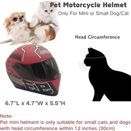Pet Motorcycle Helmet Dog/Cat Full Face Motorcycle Helmet Outdoor Motorcycle Bike Riding Helmet Hat for Cat Dog Doggie Puppy Kitten Pet Supplies Racing Car Fan Collectible Small Gift (Red93)