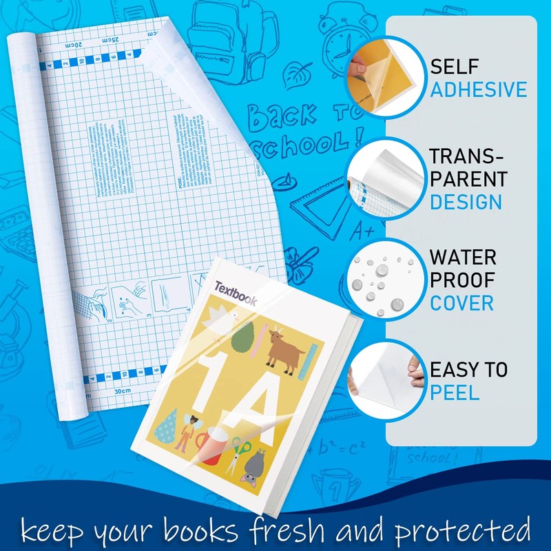 Chell Clear Contact Paper Roll for Books, 17.5 in x