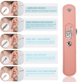 Pleteffect Ear Cleaner, The Most Professional Ear Cleaning Master in 2024—Earwax Cleaner Tool Set, Portable Ear Cleaning Kit, Ear Cleaner Earwax Removal Tools with PU Leather Case 6 pcs (Pink)