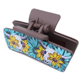 Emulily Western Flower Steerhead Print 3.25 "Hair Claw Clips Navajo Boho