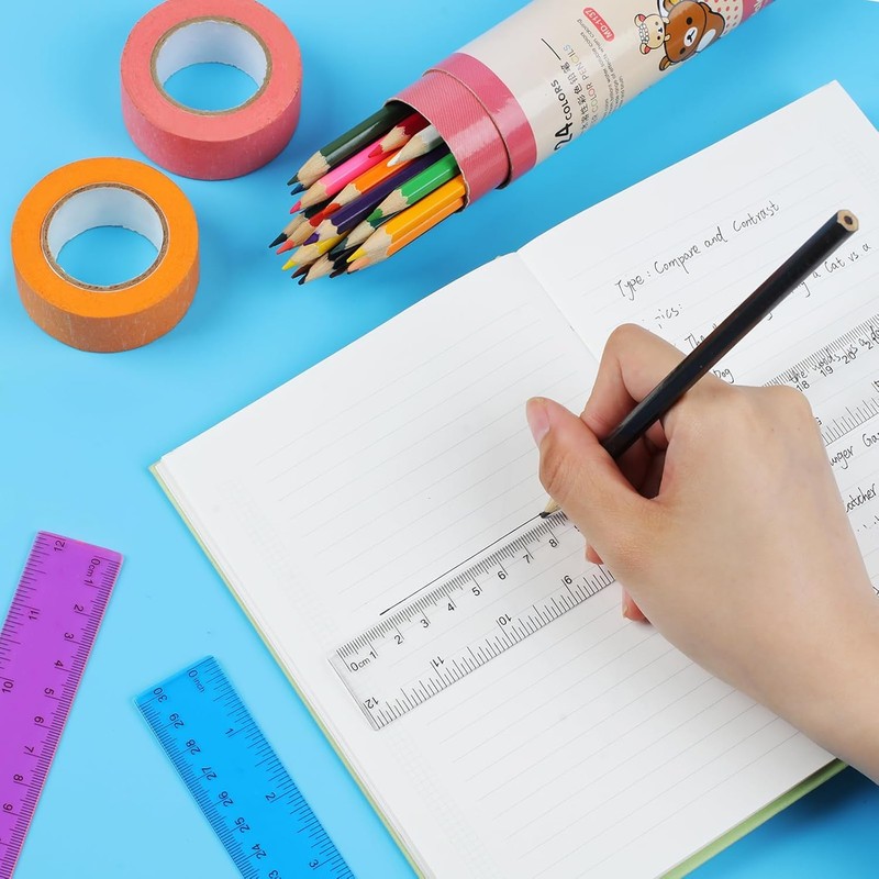 Clear Plastic Ruler Straight Ruler Flexible Ruler, 30Pcs Clear Ruler